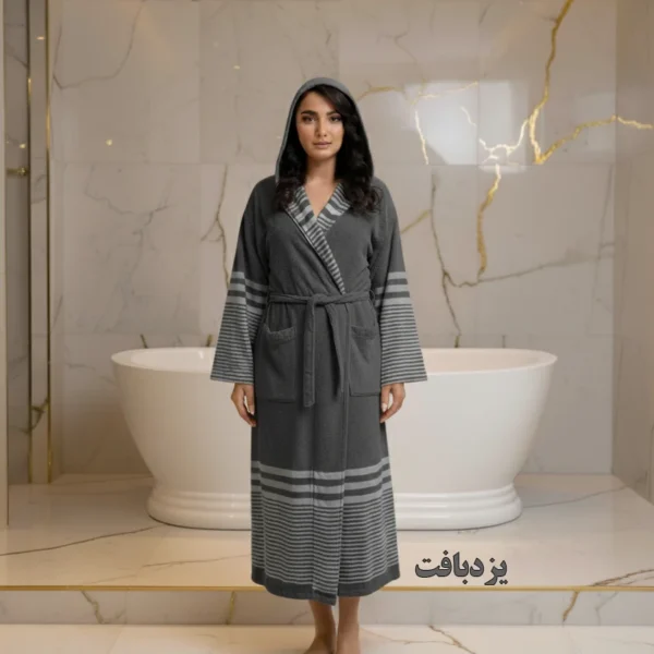 حوله تن پوش نخی یزدی رنگ طوسی