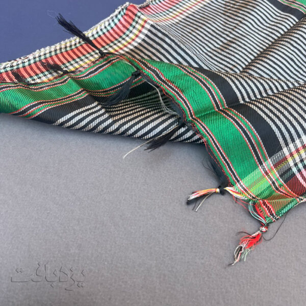 دستمال یزدی ابریشمی راه راه نقره ای سایز بزرگ